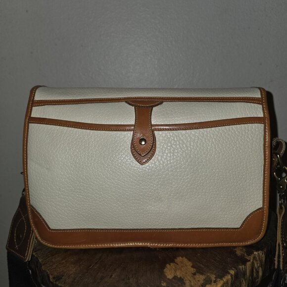 Vintage Dooney & Bourke Surrey Crossbody AWL Cream Tan USA + Boho Strap - Picture 13 of 16